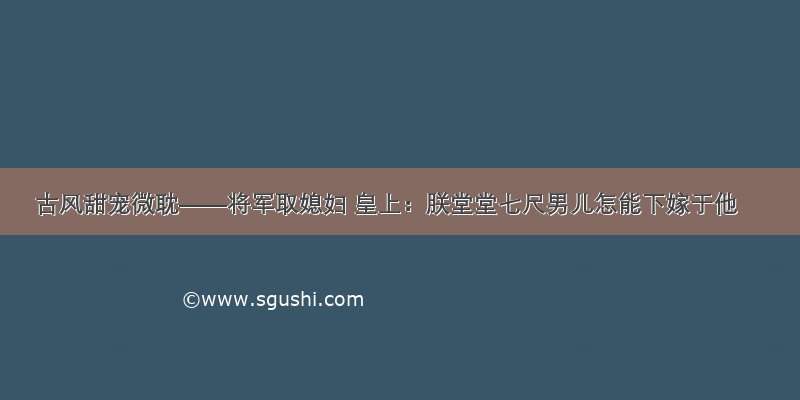 古风甜宠微耽——将军取媳妇 皇上：朕堂堂七尺男儿怎能下嫁于他