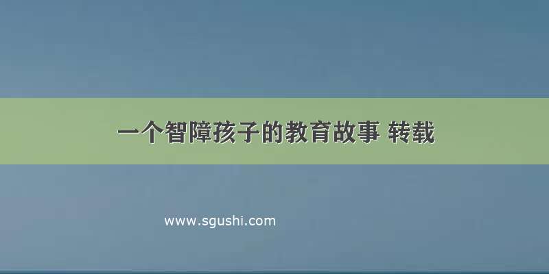 一个智障孩子的教育故事 转载