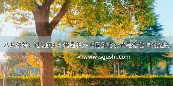 八月你好：过去的8月 若是美好 叫做精彩；若是糟糕 叫做经历