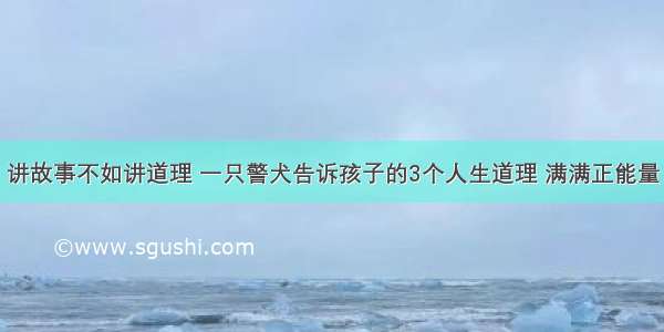 讲故事不如讲道理 一只警犬告诉孩子的3个人生道理 满满正能量