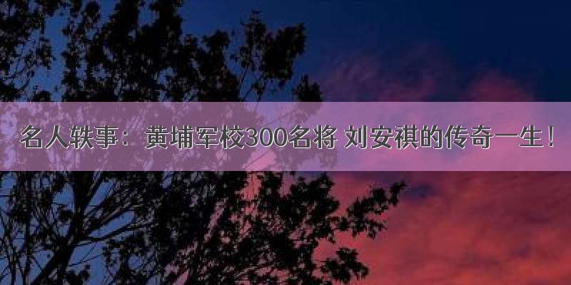 名人轶事：黄埔军校300名将 刘安祺的传奇一生！