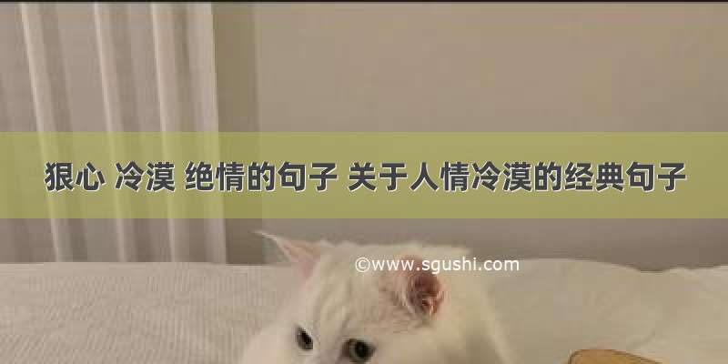 狠心 冷漠 绝情的句子 关于人情冷漠的经典句子