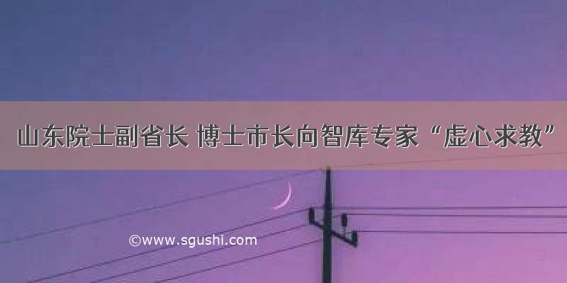 山东院士副省长 博士市长向智库专家“虚心求教”