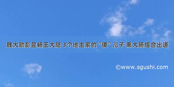 魏大勋彭昱畅王大陆 3个地主家的“傻”儿子 熏大肠组合出道
