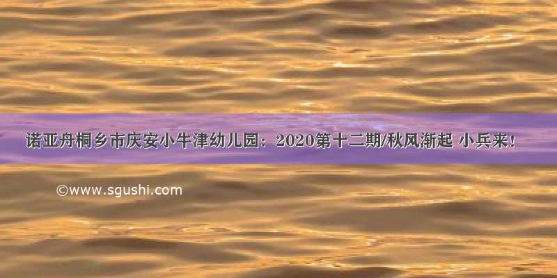 诺亚舟桐乡市庆安小牛津幼儿园：2020第十二期/秋风渐起 小兵来！