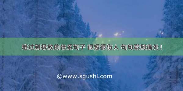 难过到极致的丧系句子 很短很伤人 句句戳到痛处！