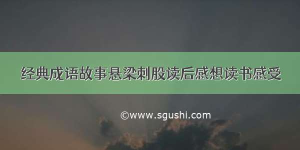 经典成语故事悬梁刺股读后感想读书感受