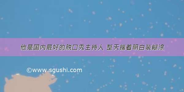 他是国内最好的脱口秀主持人 整天揣着明白装糊涂