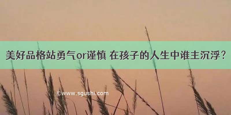 美好品格站勇气or谨慎 在孩子的人生中谁主沉浮？