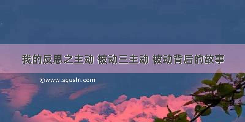 我的反思之主动 被动三主动 被动背后的故事