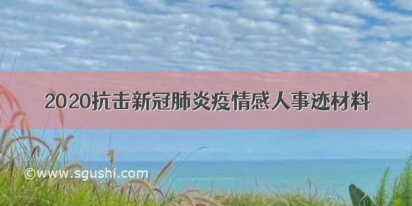 2020抗击新冠肺炎疫情感人事迹材料