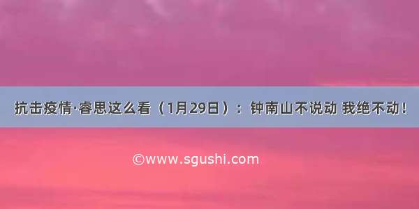 抗击疫情·睿思这么看（1月29日）：钟南山不说动 我绝不动！