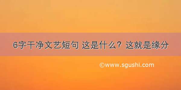 6字干净文艺短句 这是什么？这就是缘分