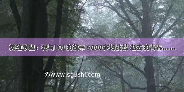 英雄联盟：我与LOL的故事 5000多场战绩 逝去的青春……