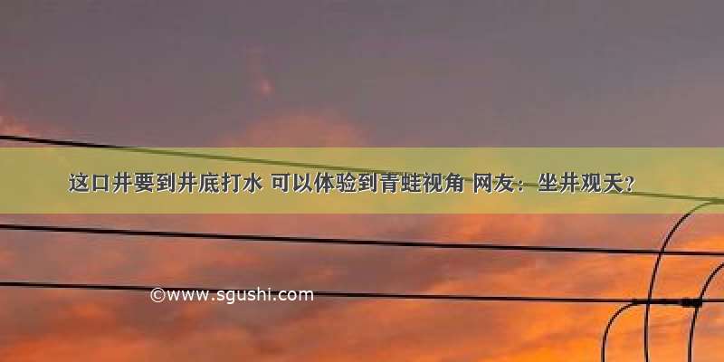 这口井要到井底打水 可以体验到青蛙视角 网友：坐井观天？