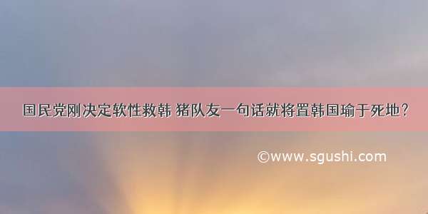 国民党刚决定软性救韩 猪队友一句话就将置韩国瑜于死地？