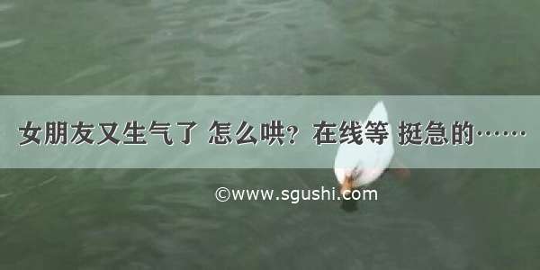 女朋友又生气了 怎么哄？在线等 挺急的……