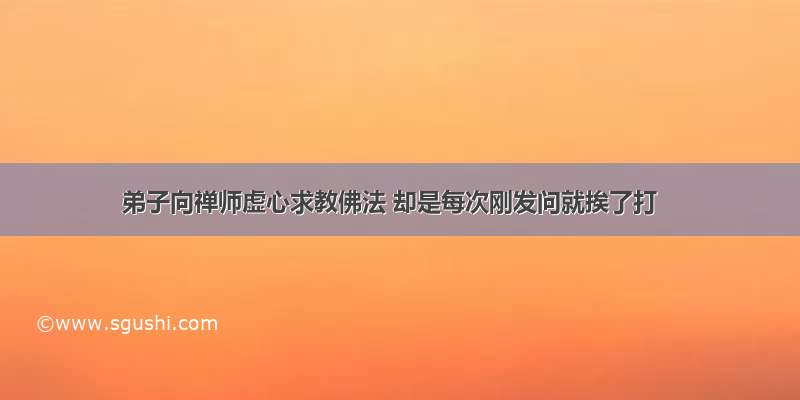 弟子向禅师虚心求教佛法 却是每次刚发问就挨了打