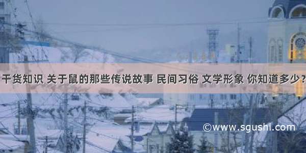 干货知识 关于鼠的那些传说故事 民间习俗 文学形象 你知道多少？