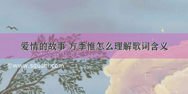 爱情的故事 方季惟怎么理解歌词含义