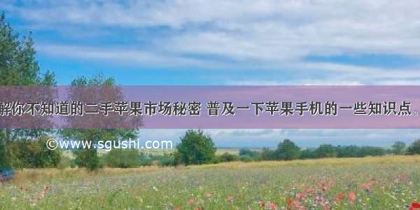 进来带你了解你不知道的二手苹果市场秘密 普及一下苹果手机的一些知识点。还可以听楼