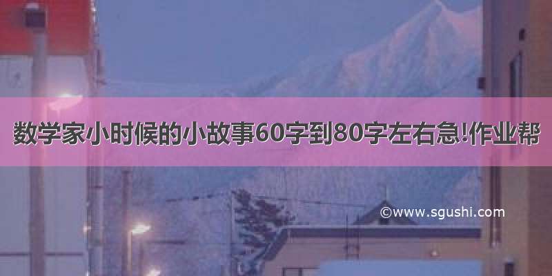 数学家小时候的小故事60字到80字左右急!作业帮