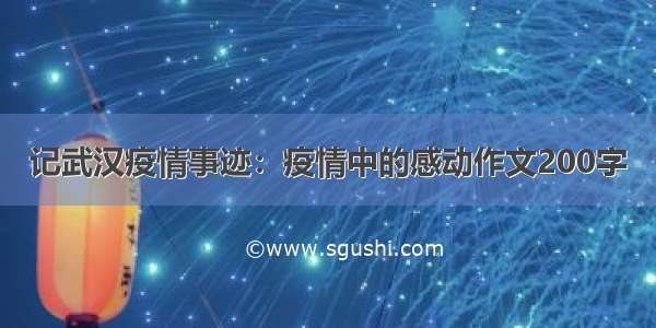 记武汉疫情事迹：疫情中的感动作文200字