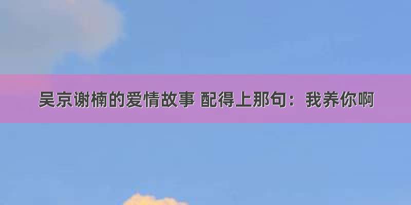 吴京谢楠的爱情故事 配得上那句：我养你啊