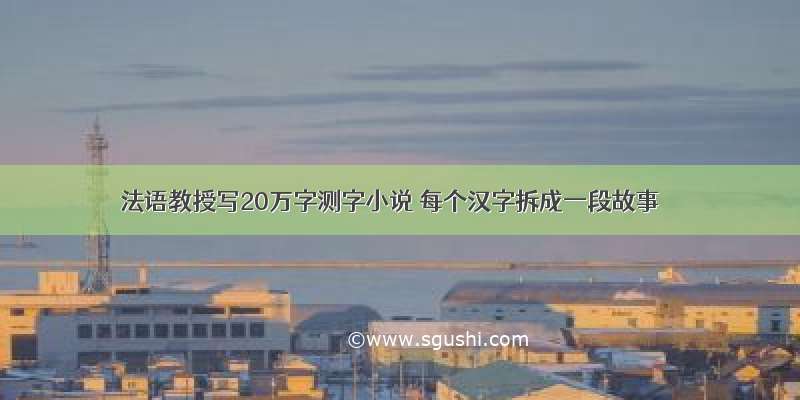 法语教授写20万字测字小说 每个汉字拆成一段故事