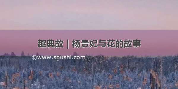 趣典故｜杨贵妃与花的故事