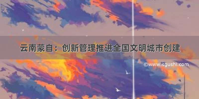 云南蒙自：创新管理推进全国文明城市创建