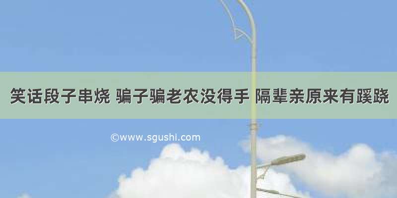 笑话段子串烧 骗子骗老农没得手 隔辈亲原来有蹊跷