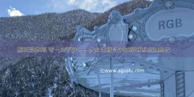 解百姓难题 守一方平安——大众日报公安基层联系点蹲点记