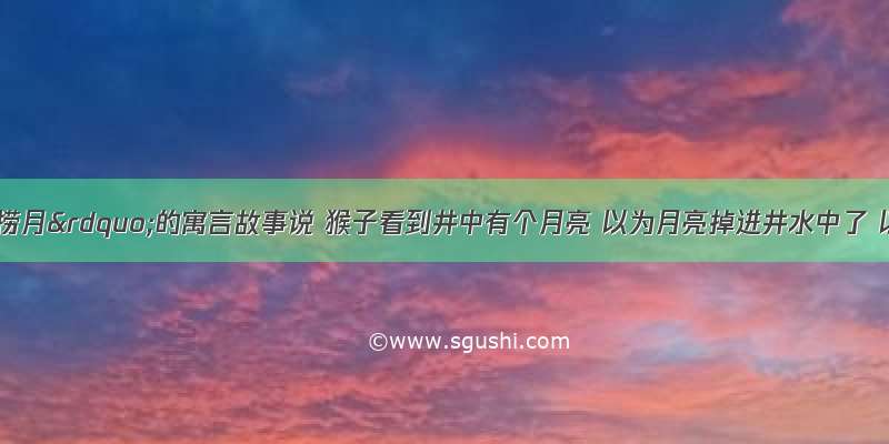 “猴子捞月”的寓言故事说 猴子看到井中有个月亮 以为月亮掉进井水中了 以下说法中