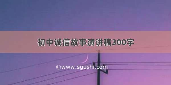 初中诚信故事演讲稿300字