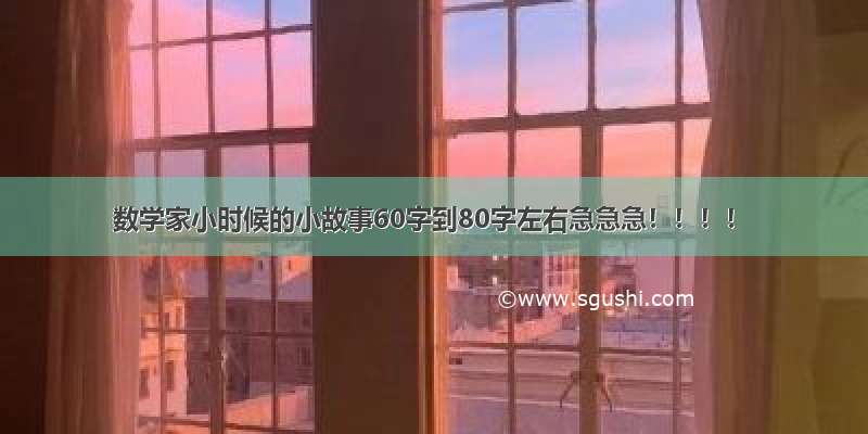 数学家小时候的小故事60字到80字左右急急急！！！！