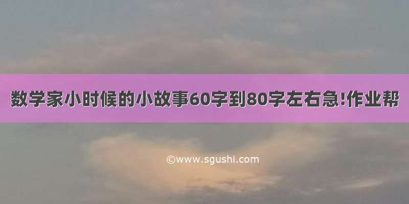 数学家小时候的小故事60字到80字左右急!作业帮