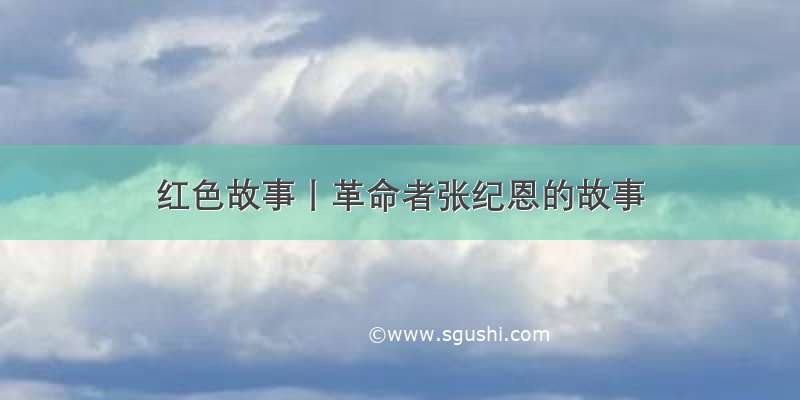 红色故事丨革命者张纪恩的故事