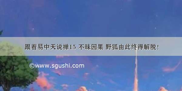 跟着易中天说禅15 不昧因果 野狐由此终得解脱！