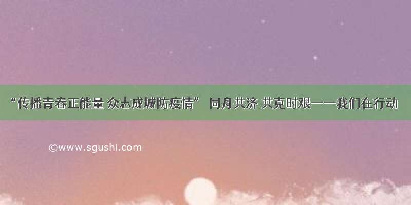 “传播青春正能量 众志成城防疫情” 同舟共济 共克时艰——我们在行动