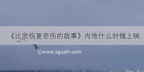 《比悲伤更悲伤的故事》内地什么时候上映