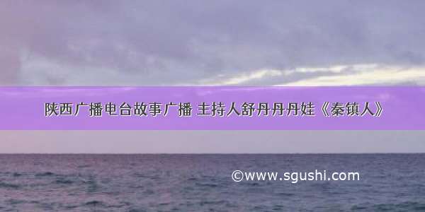 陕西广播电台故事广播 主持人舒丹丹丹娃《秦镇人》