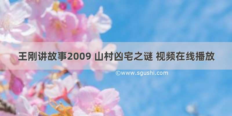 王刚讲故事2009 山村凶宅之谜 视频在线播放