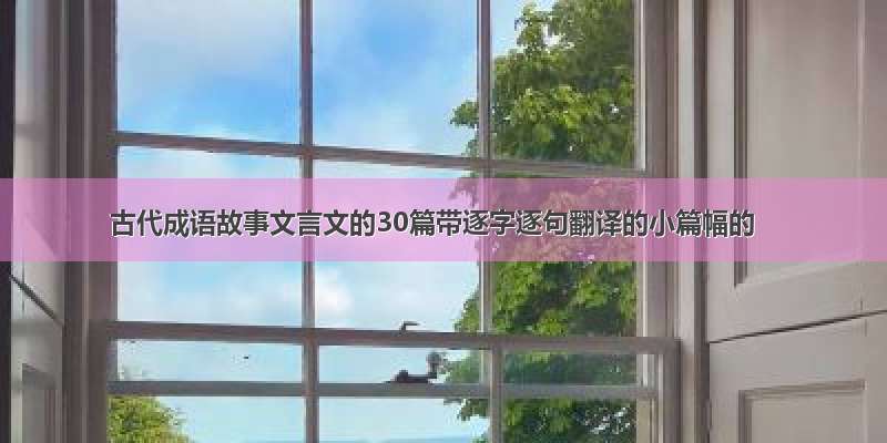 古代成语故事文言文的30篇带逐字逐句翻译的小篇幅的