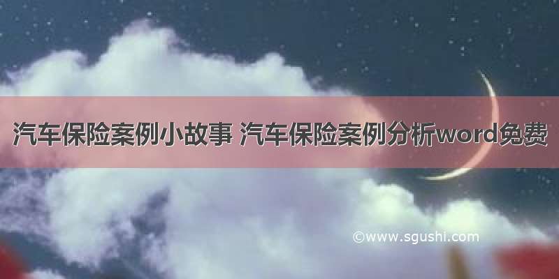 汽车保险案例小故事 汽车保险案例分析word免费