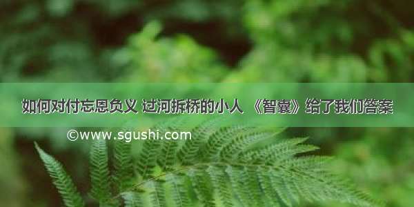 如何对付忘恩负义 过河拆桥的小人 《智囊》给了我们答案