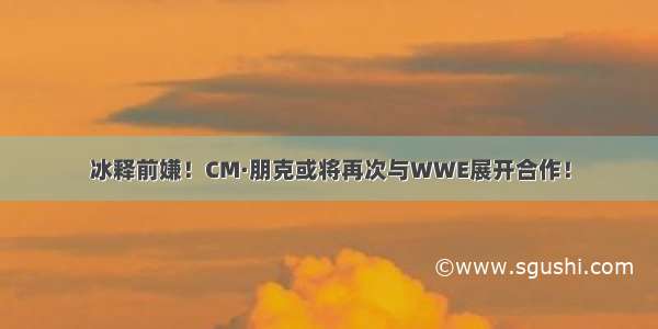 冰释前嫌！CM·朋克或将再次与WWE展开合作！