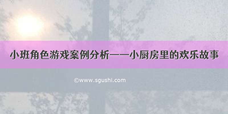 小班角色游戏案例分析——小厨房里的欢乐故事