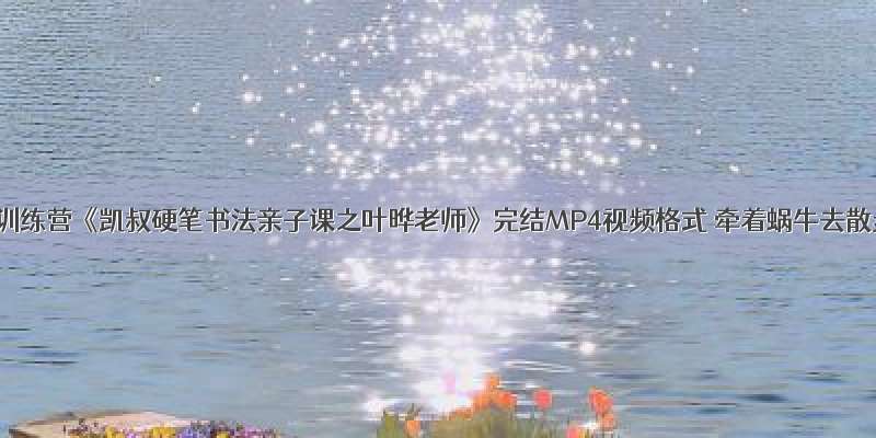 亲子训练营《凯叔硬笔书法亲子课之叶晔老师》完结MP4视频格式 牵着蜗牛去散步