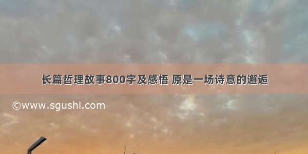 长篇哲理故事800字及感悟 原是一场诗意的邂逅